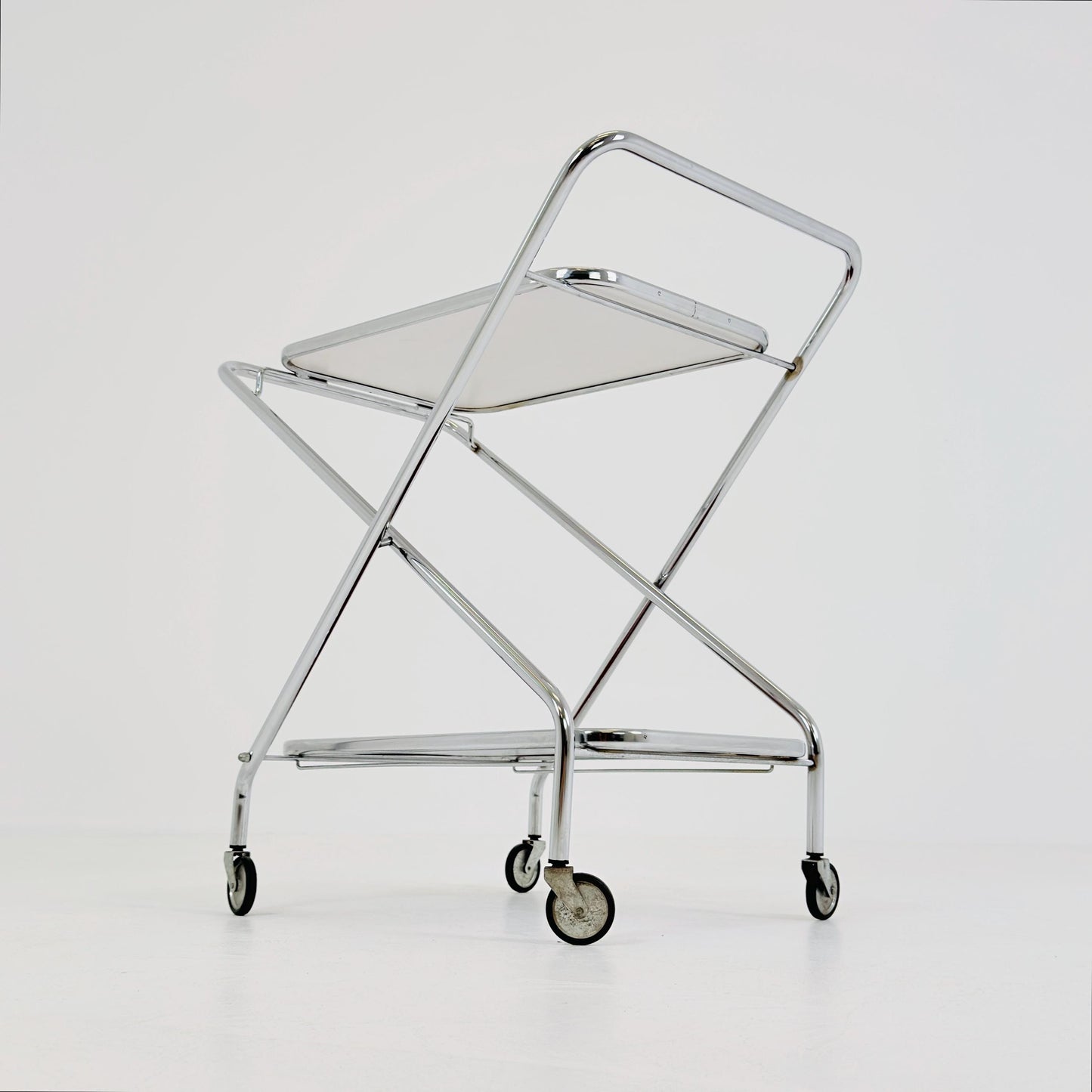 Mid-Century Bauhaus Folding Serving Trolley – Germany, 1980s
