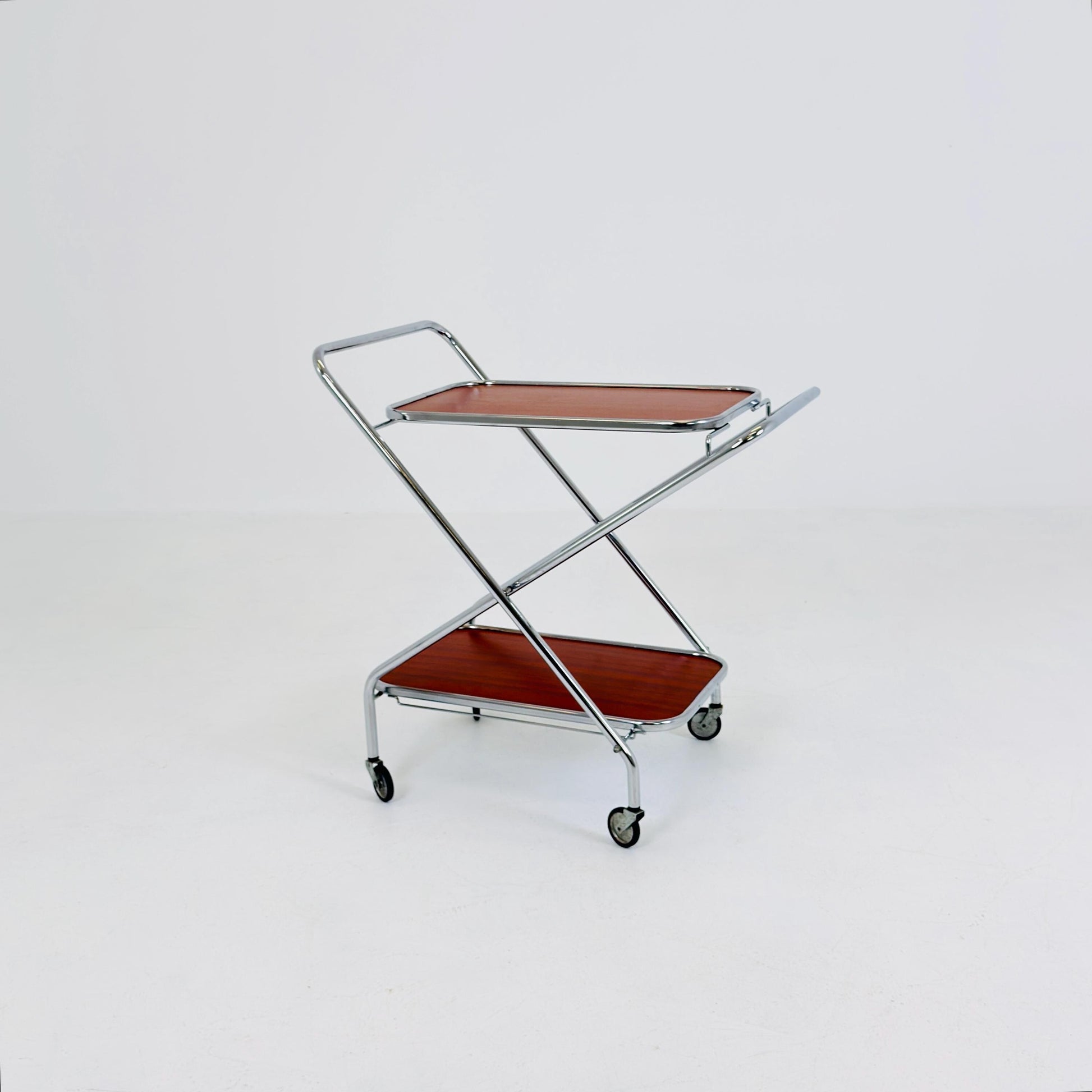 Mid-Century Bauhaus Folding Serving Trolley – Germany, 1980s