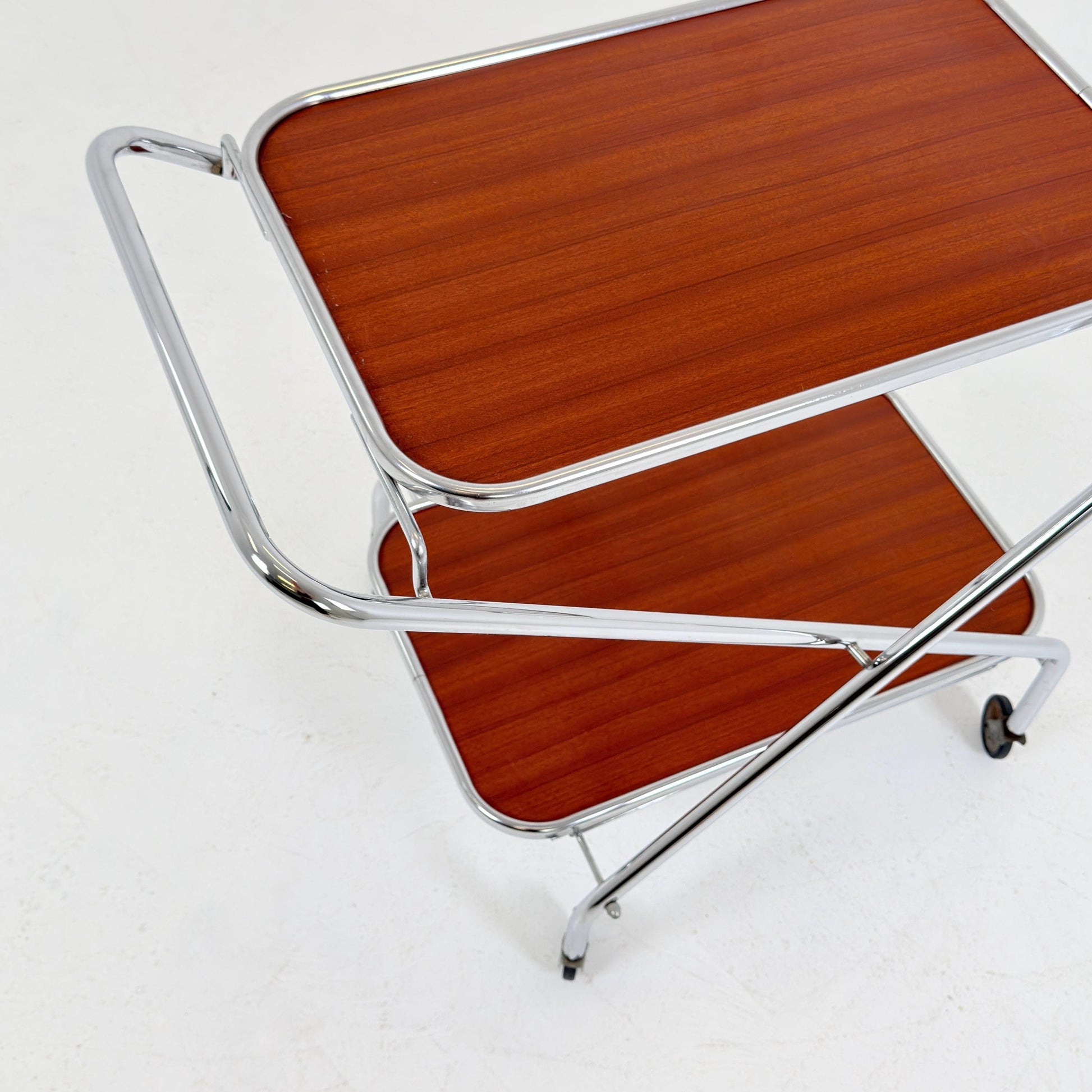 Mid-Century Bauhaus Folding Serving Trolley – Germany, 1980s
