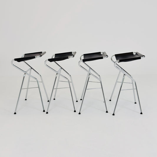 Set of 4 Lammhults Rider Bar Stools by Anna von Schewen and Björn Dahlström Swedish Design Black 2000s
