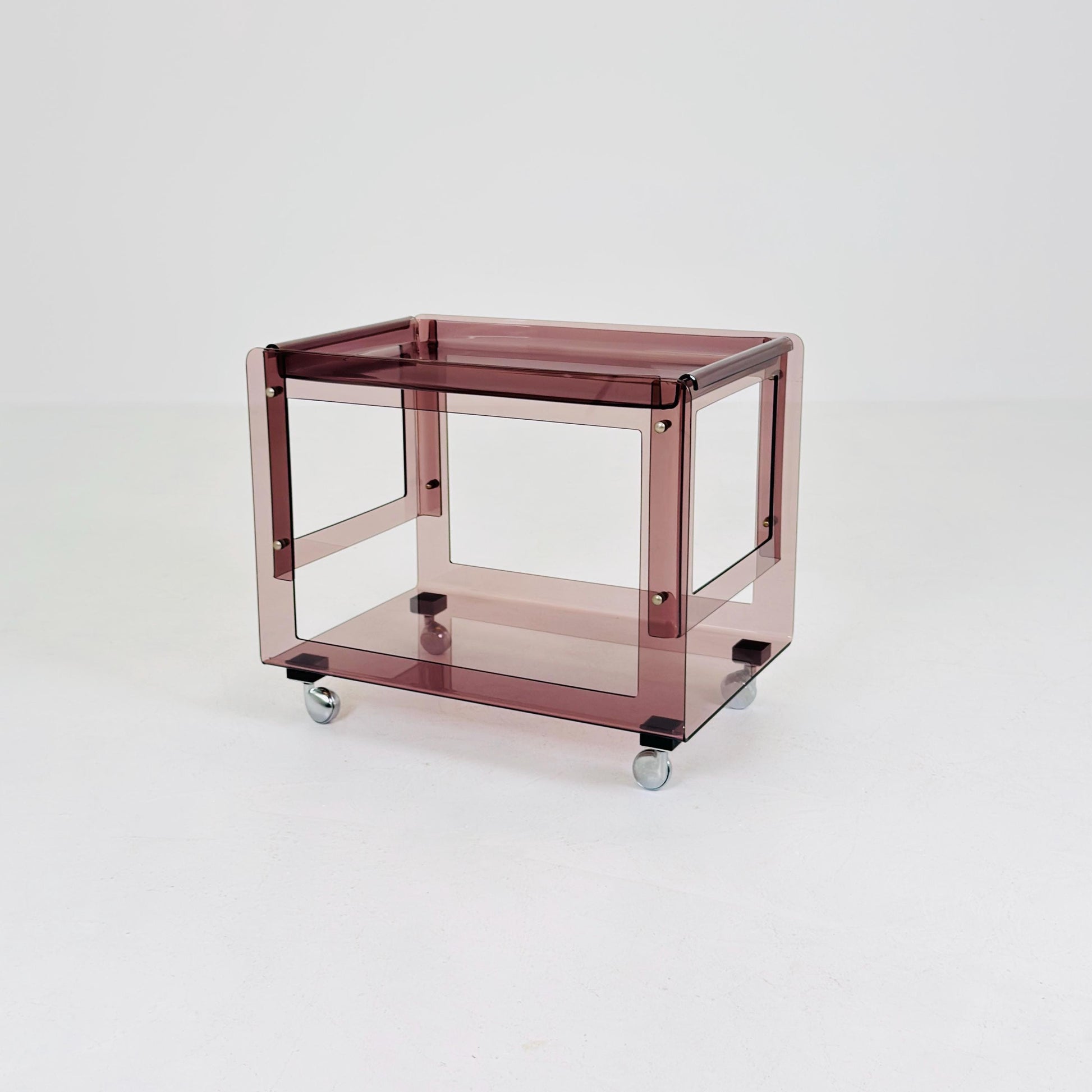 Space age Smoked Brown Plexiglass Trolley-side table by Michel Dumas for Roche Bobois 1970s