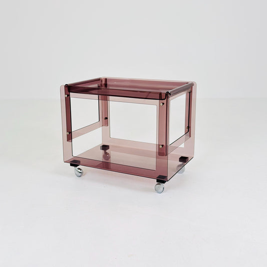 Space age Smoked Brown Plexiglass Trolley-side table by Michel Dumas for Roche Bobois 1970s