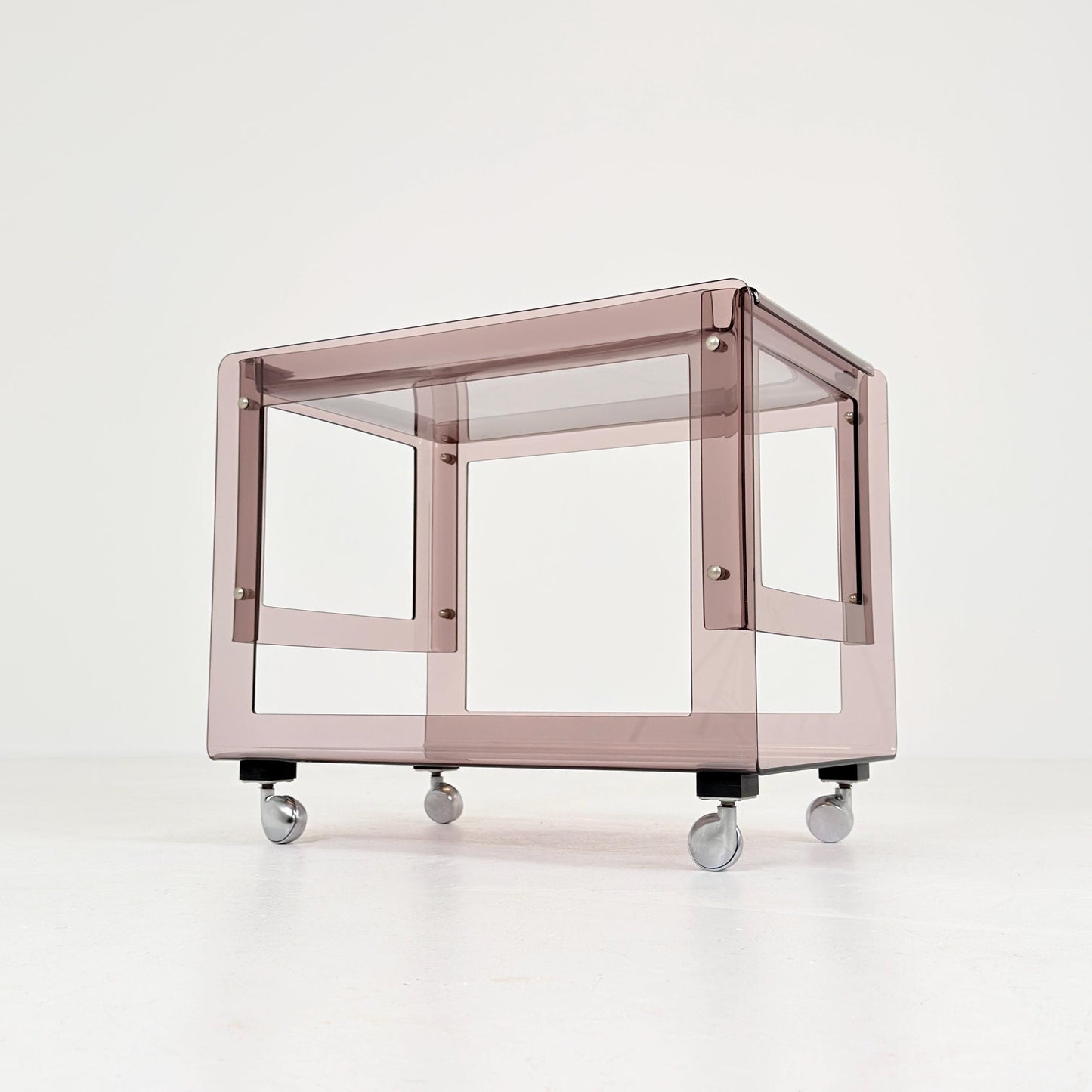 Space age Smoked Brown Plexiglass Trolley-side table by Michel Dumas for Roche Bobois 1970s