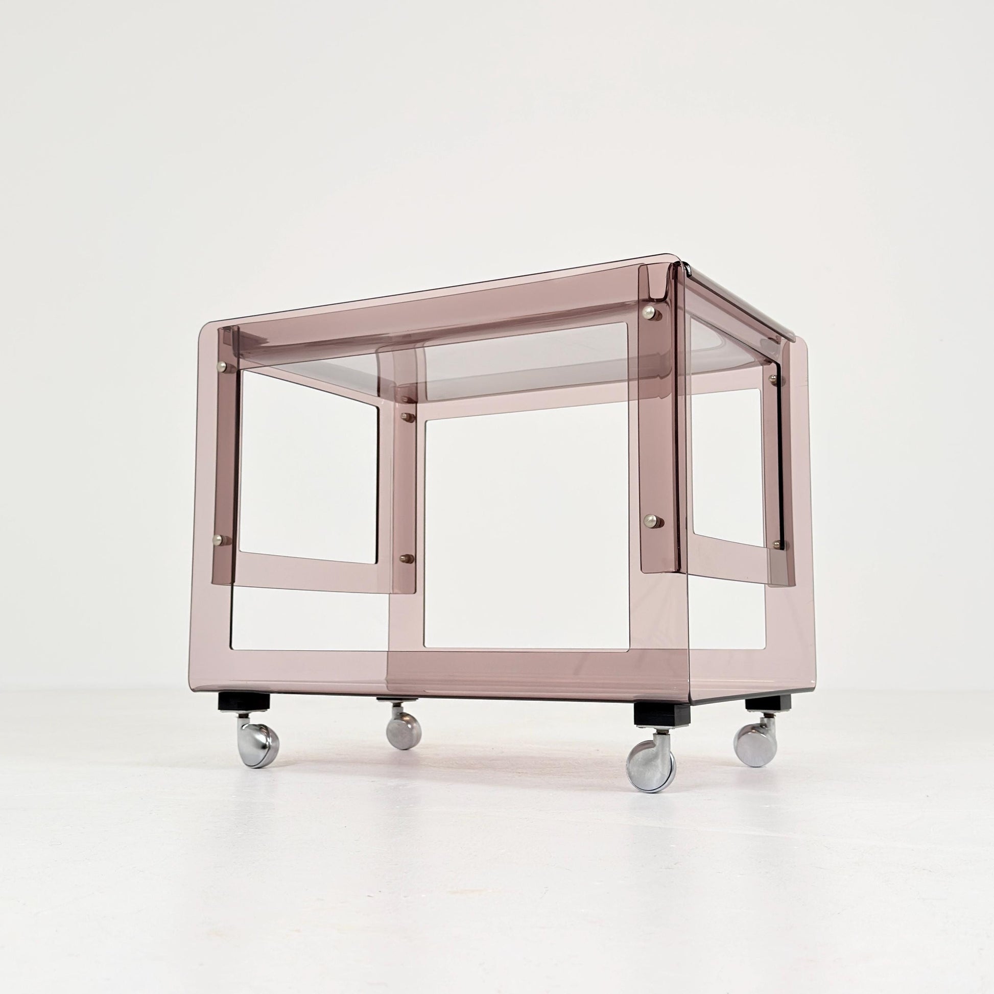 Space age Smoked Brown Plexiglass Trolley-side table by Michel Dumas for Roche Bobois 1970s