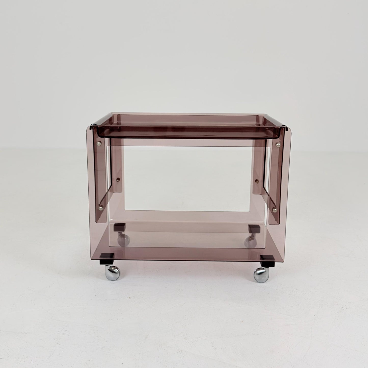 Space age Smoked Brown Plexiglass Trolley-side table by Michel Dumas for Roche Bobois 1970s