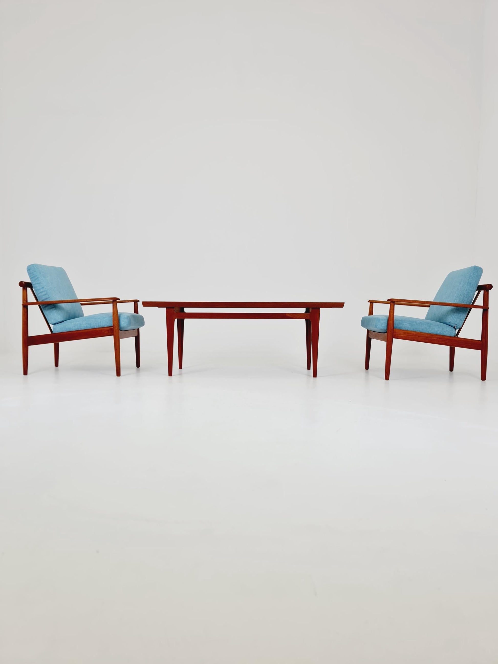 Super Rare Mid century teak easy lounge chairs , Set of 2, 1960s