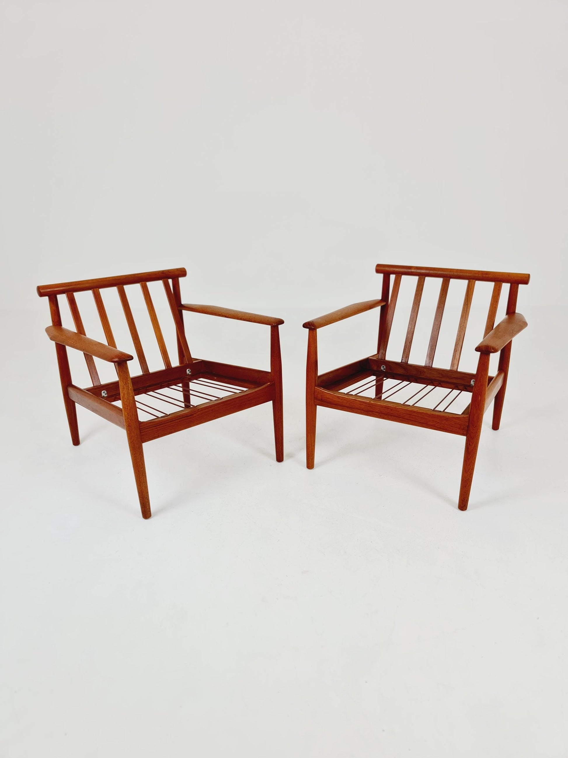Super Rare Mid century teak easy lounge chairs , Set of 2, 1960s