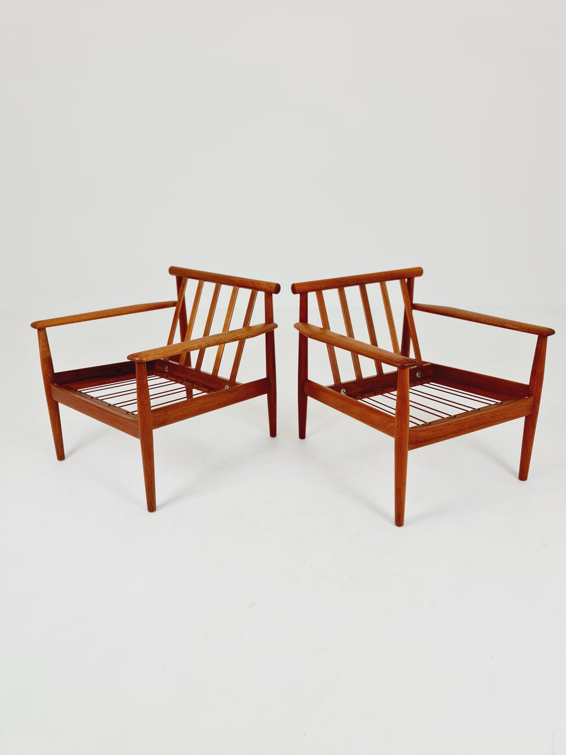 Super Rare Mid century teak easy lounge chairs , Set of 2, 1960s