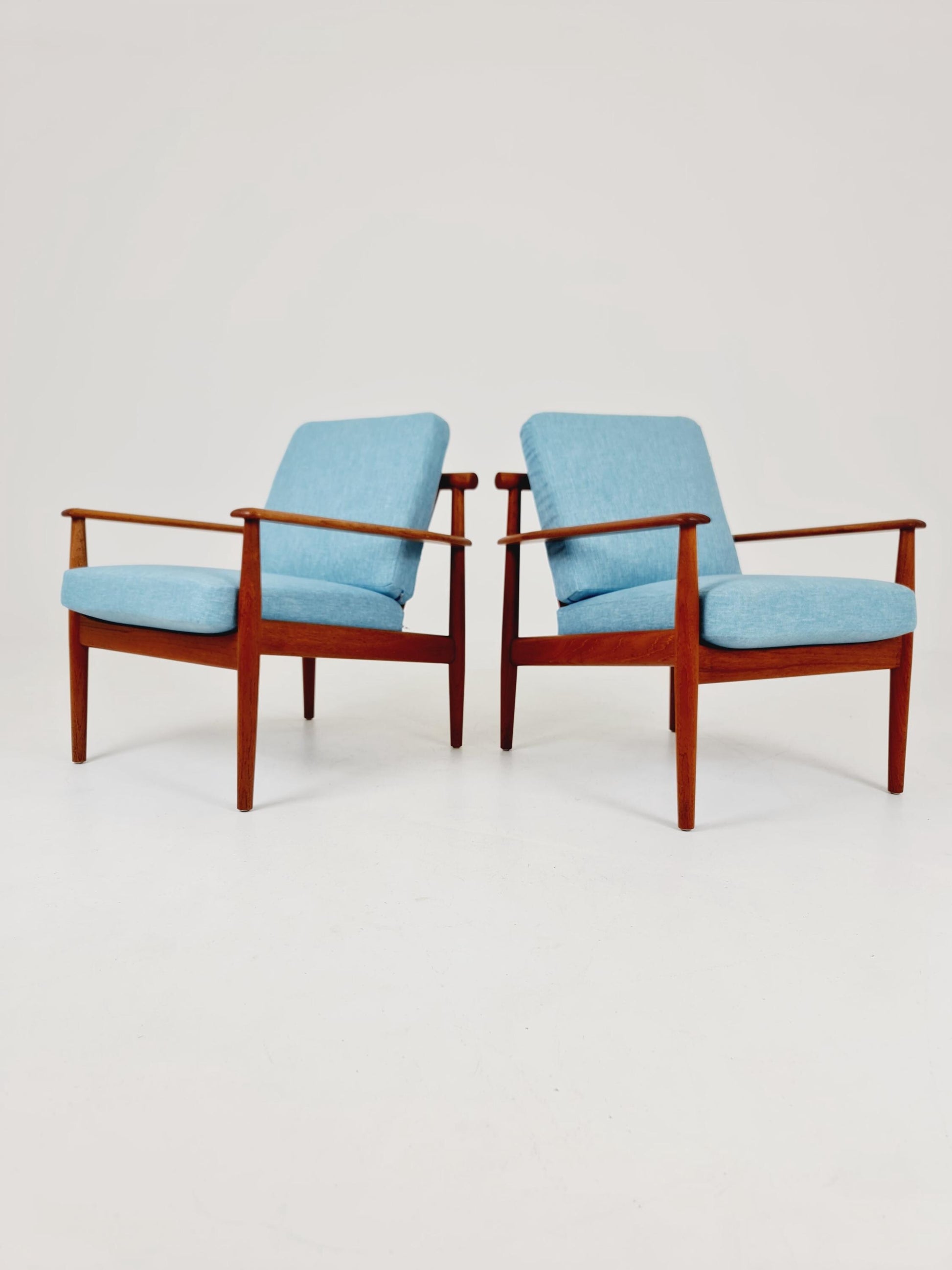 Super Rare Mid century teak easy lounge chairs , Set of 2, 1960s