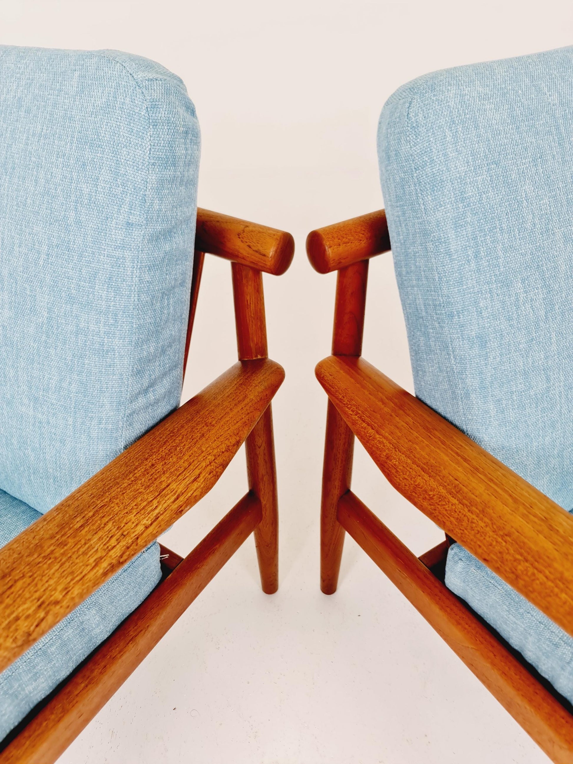 Super Rare Mid century teak easy lounge chairs , Set of 2, 1960s