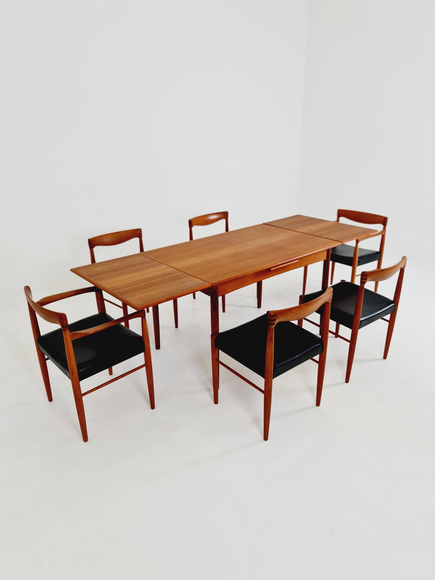 Danish Dining table rectangular teak table with two extension leaves By N&R Möbler ,Denmark 1960s