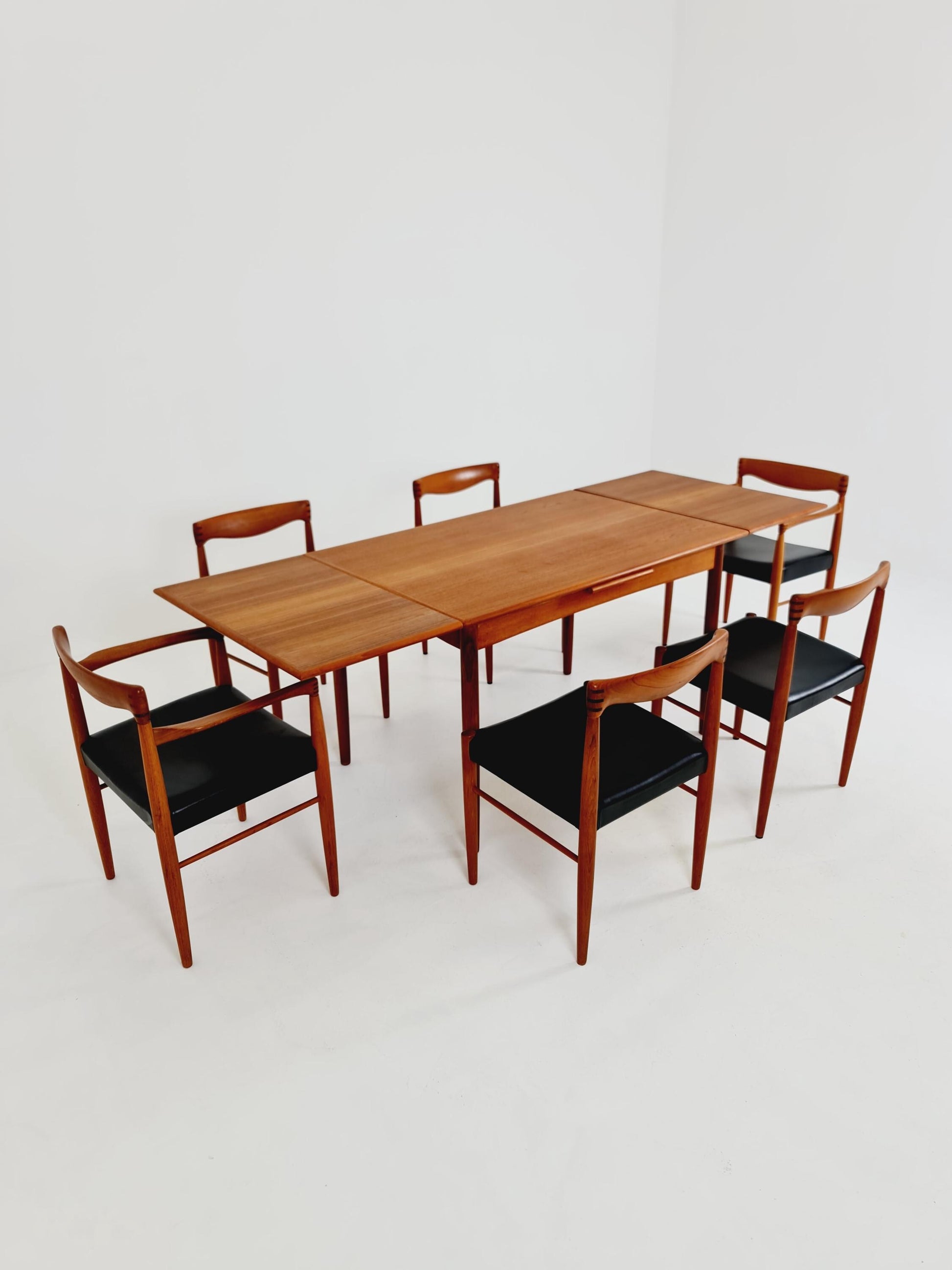 Danish Dining table rectangular teak table with two extension leaves By N&R Möbler ,Denmark 1960s