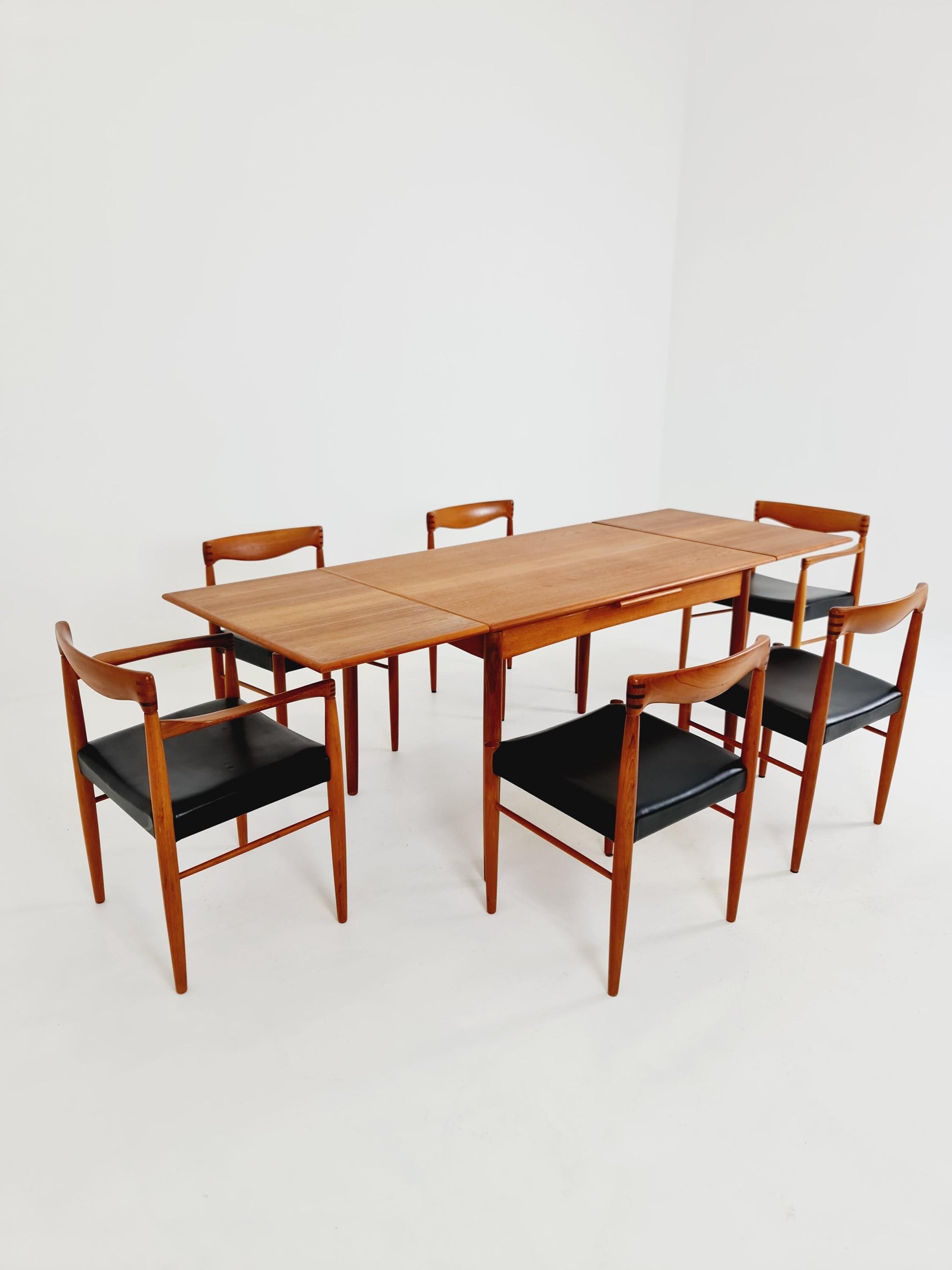 Danish Dining table rectangular teak table with two extension leaves By N&R Möbler ,Denmark 1960s