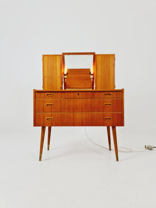Mid Century Modern Danish Teak vanity table/ make up table by Svante Skogh, 1960s