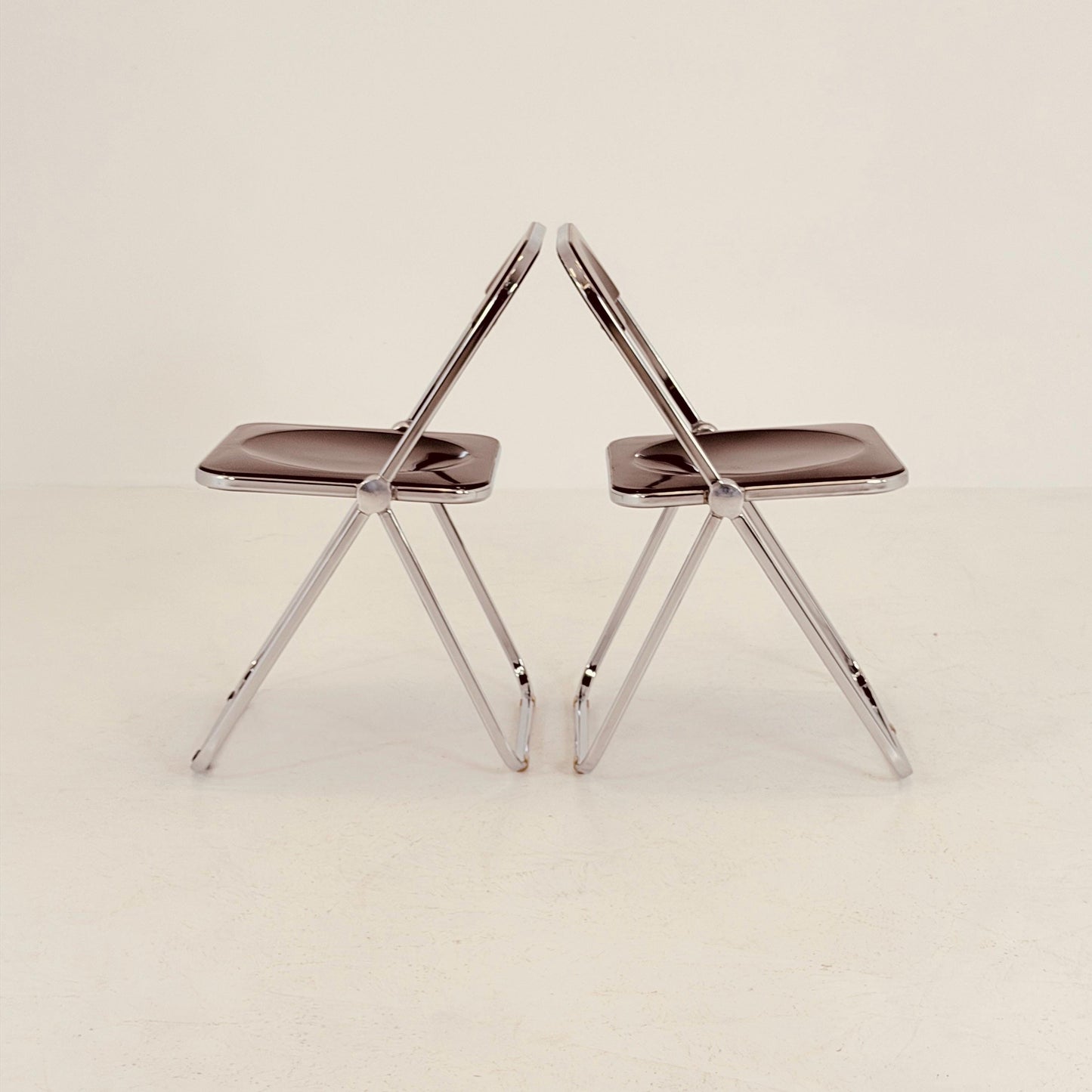 Set of 2 vintage Italian Plia Folding Chairs by Giancarlo Piretti for Castelli, 1970s