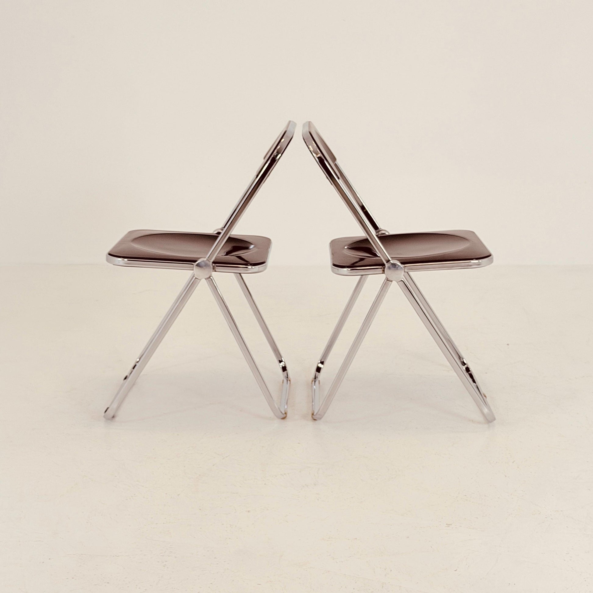 Set of 2 vintage Italian Plia Folding Chairs by Giancarlo Piretti for Castelli, 1970s