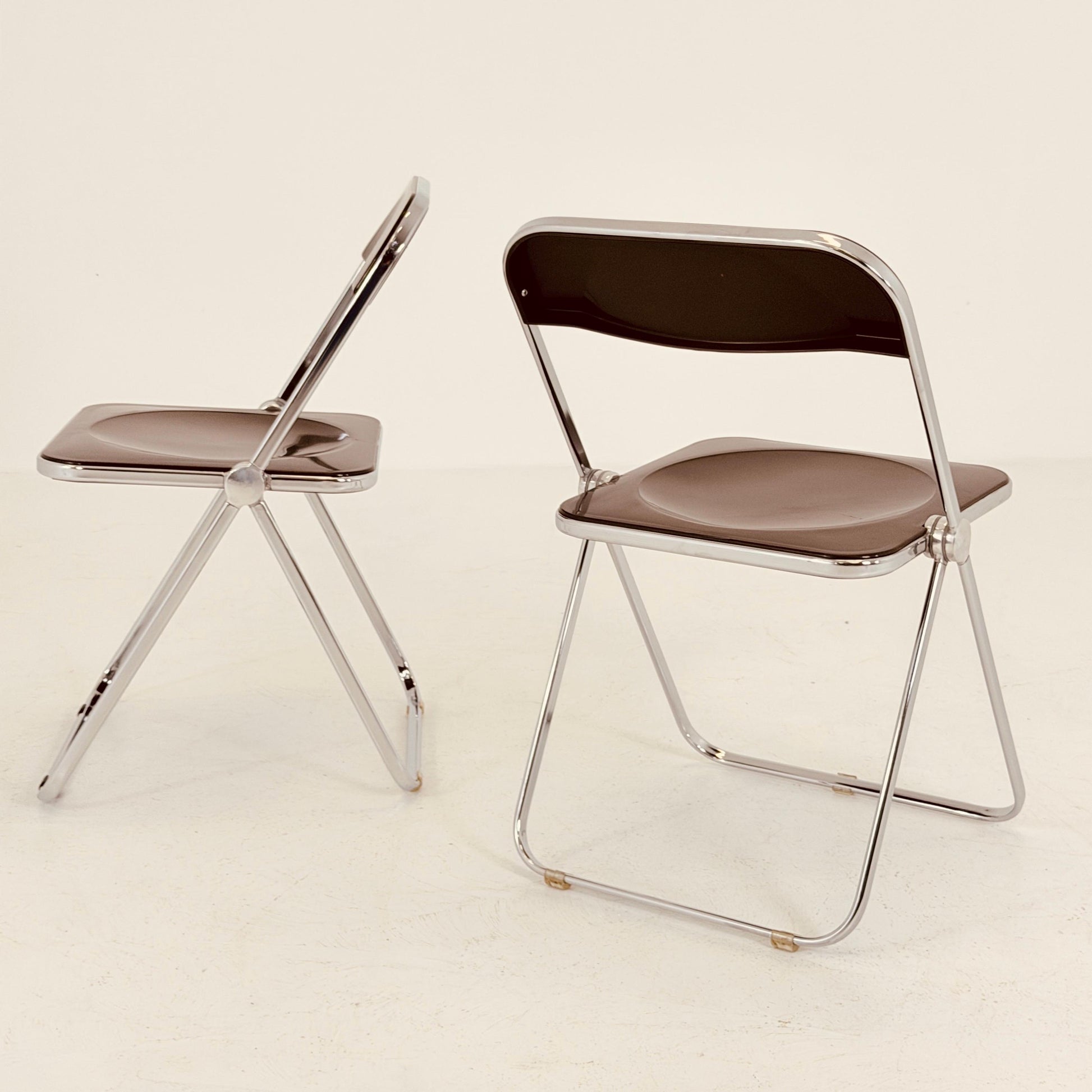 Set of 2 vintage Italian Plia Folding Chairs by Giancarlo Piretti for Castelli, 1970s