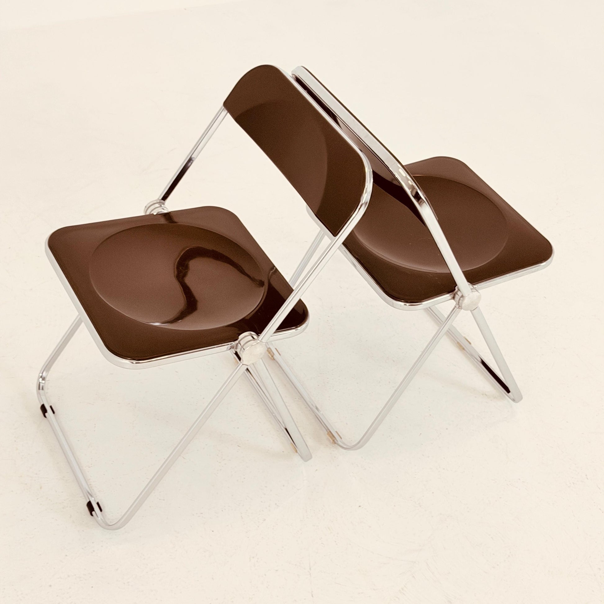 Set of 2 vintage Italian Plia Folding Chairs by Giancarlo Piretti for Castelli, 1970s