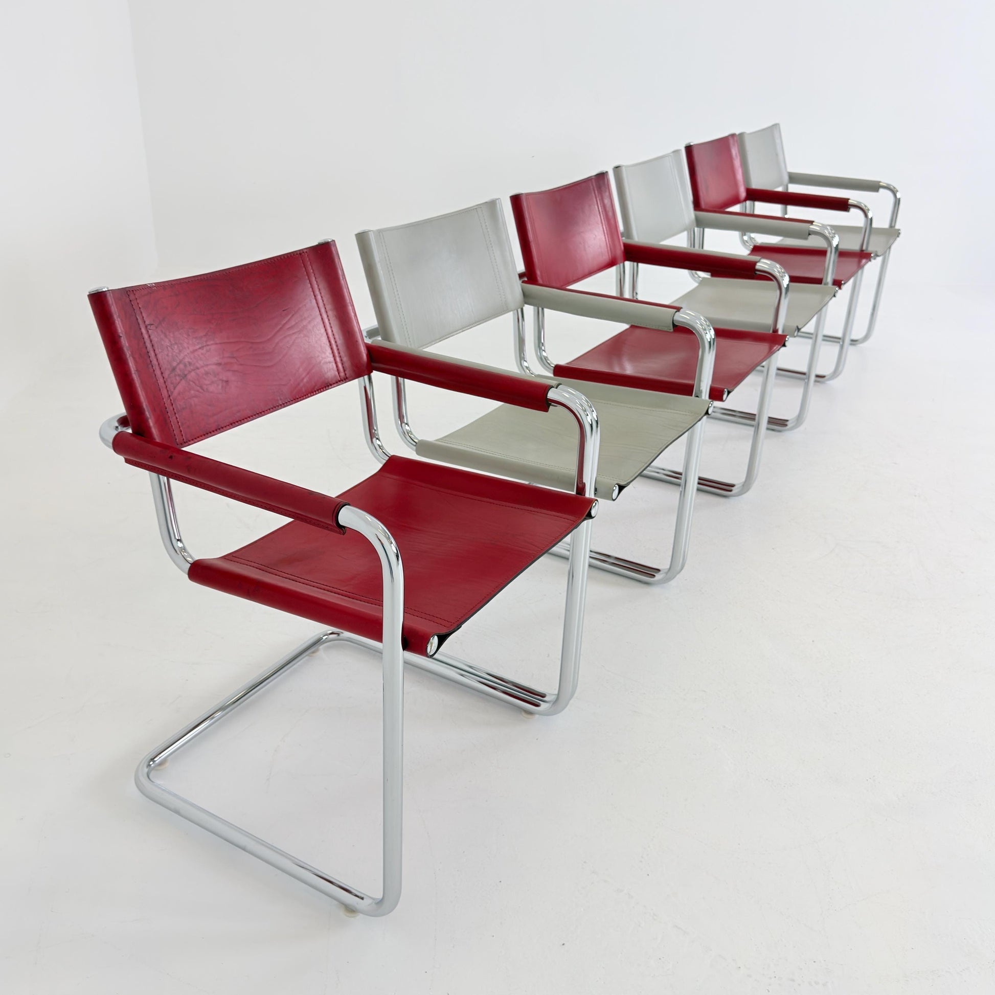 Set of 6 Mid century Bauhaus Matteo Grassi MG5 Cantilever Armchairs by Mart Stam, Italy, 1980s – Model B34