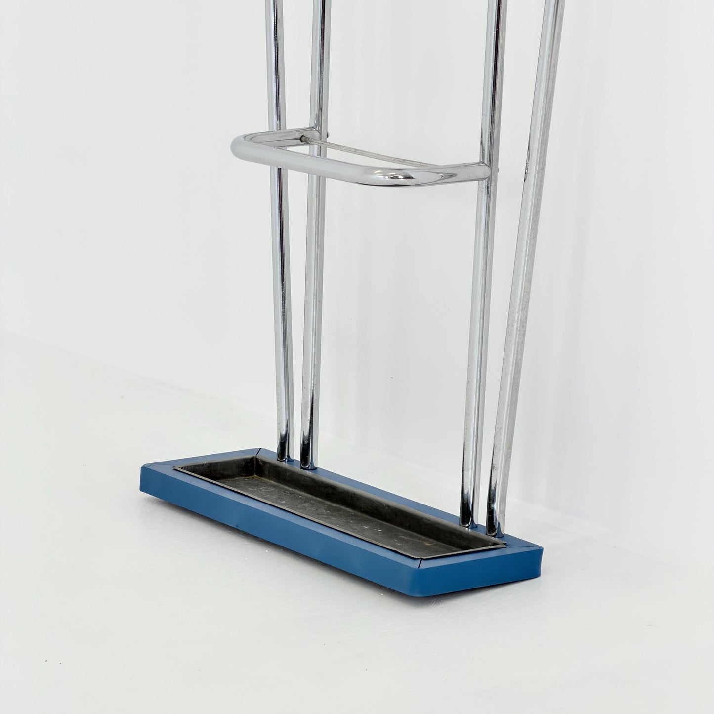 Mid-Century Bauhaus Art Deco Aluminum Hall Tree Vintage Coat Rack, Umbrella Stand & Mirror 1930s France