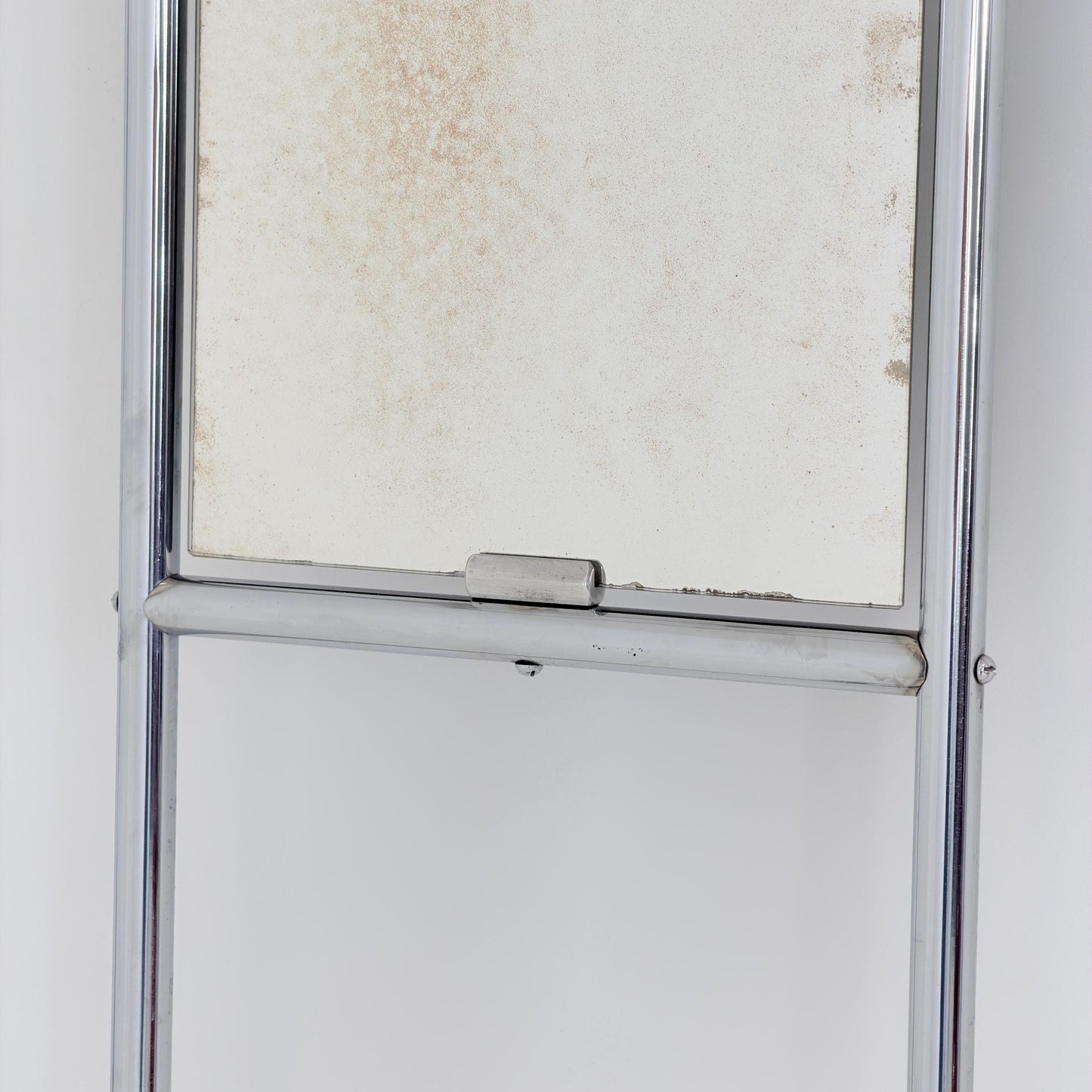 Mid-Century Bauhaus Art Deco Aluminum Hall Tree Vintage Coat Rack, Umbrella Stand & Mirror 1930s France