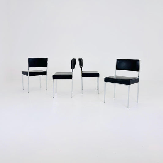 Set of 4 Mid-Century Bauhaus Dining Chairs | 1980s Italy