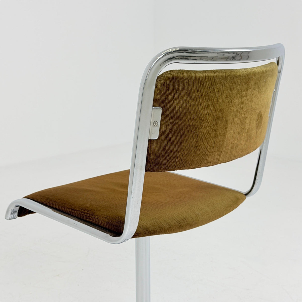 Mid-Century Space Age Swivel Dining Chair by EKA, Chrome & Brown fabric , Germany 1970s