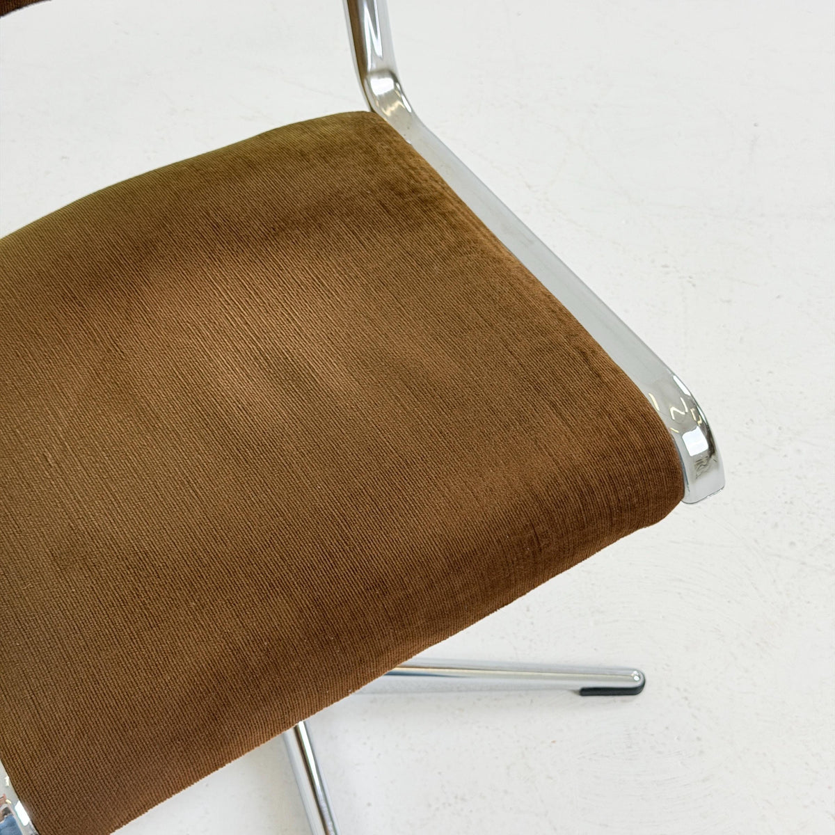 Mid-Century Space Age Swivel Dining Chair by EKA, Chrome & Brown fabric , Germany 1970s