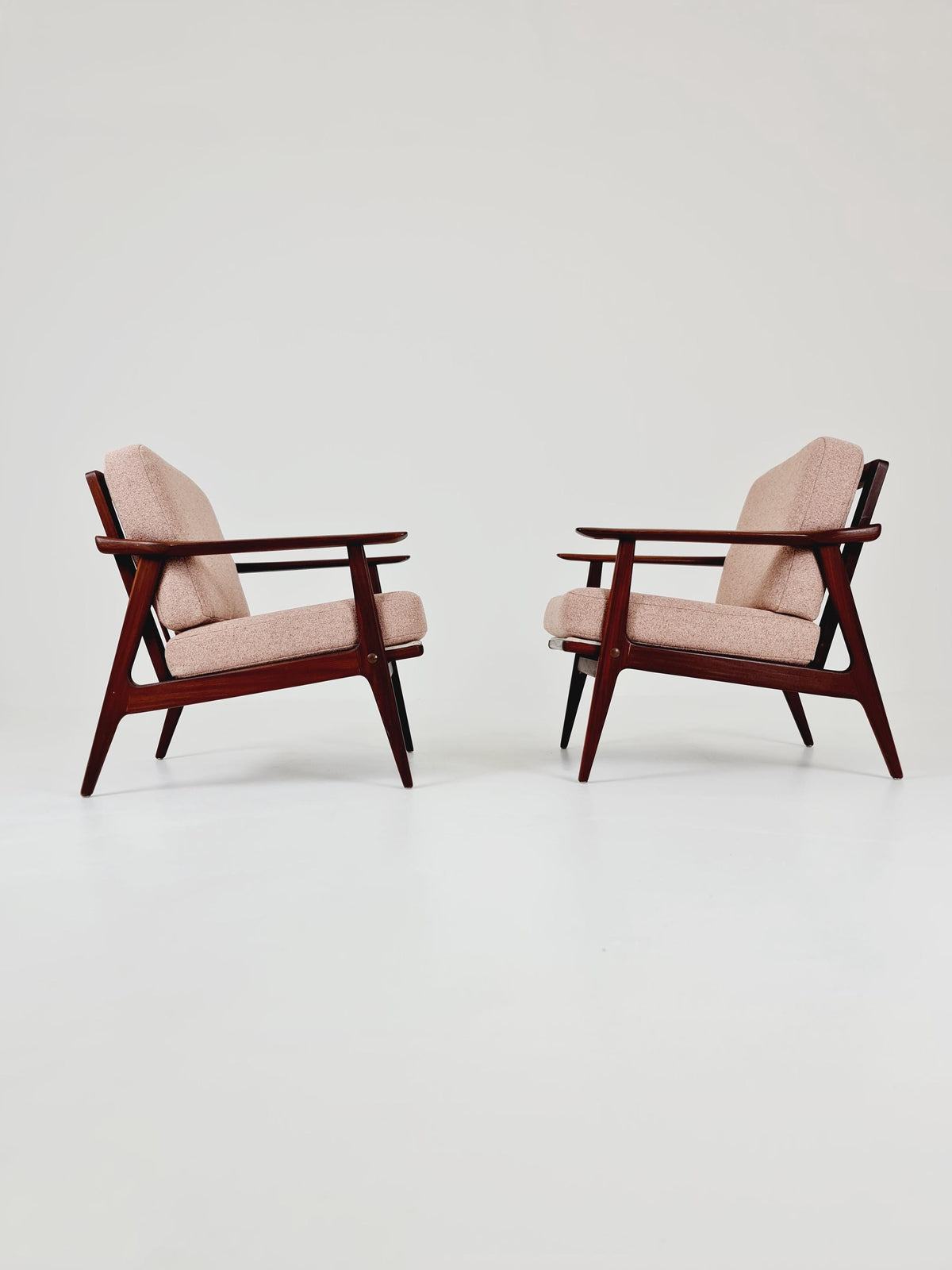 Mid century teak easy lounge chairs , Set of 2, 1960s