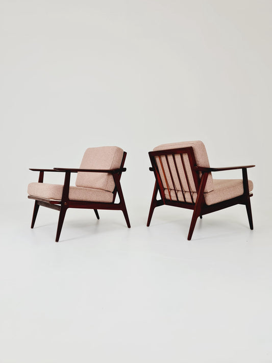 Mid century teak easy lounge chairs , Set of 2, 1960s