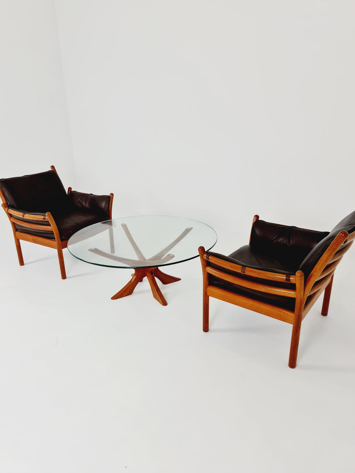 vintage teak and Glass coffe table by Illum Wikkelso modell Nr T118 ,1960s