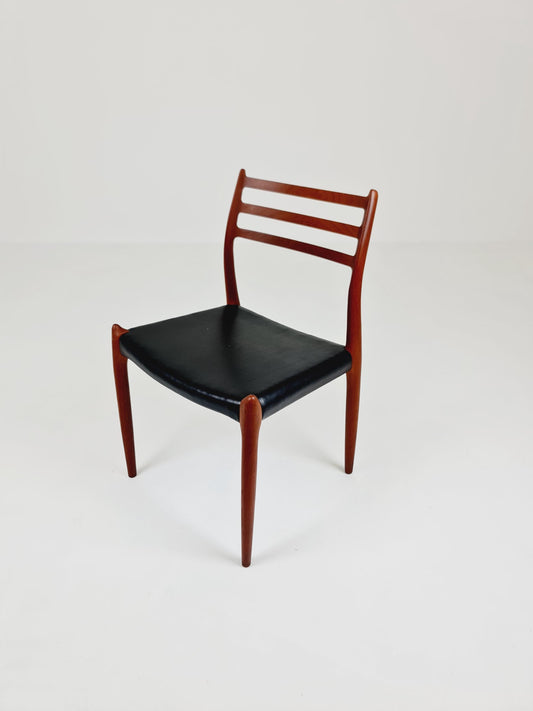 Vintage Danish teak & Leather dining chair by Niels Otto Moller n: 78, 1960s,