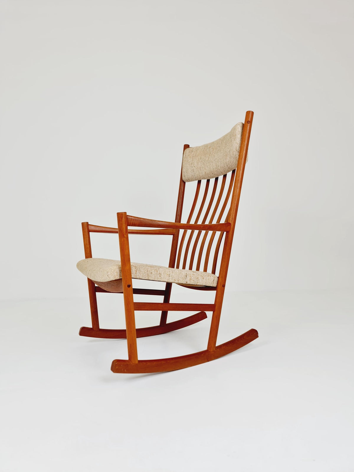 Mid century Scandinavian solid teak Rocking Chair by Hans Wegner for Tarm Stole, 1960s
