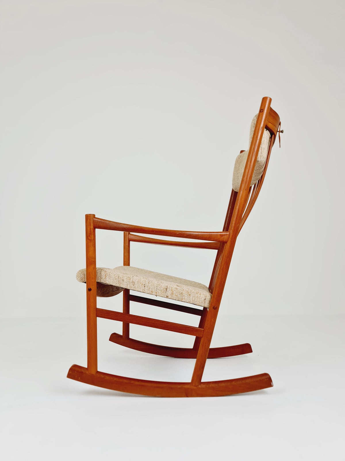 Mid century Scandinavian solid teak Rocking Chair by Hans Wegner for Tarm Stole, 1960s