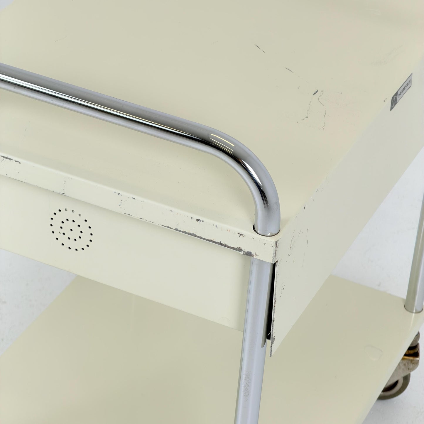 Mid-Century Mauser White Metal Trolley Cart, Germany 1970s – Bauhaus Industrial Design
