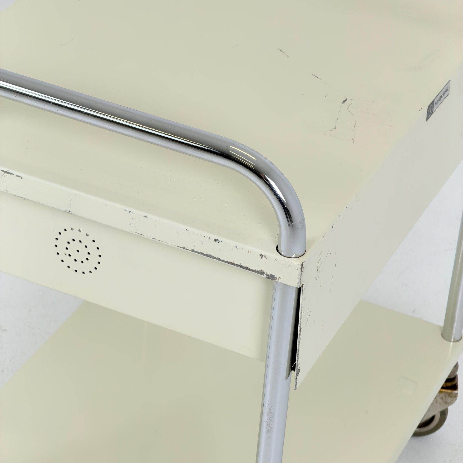 Mid-Century Mauser White Metal Trolley Cart, Germany 1970s – Bauhaus Industrial Design