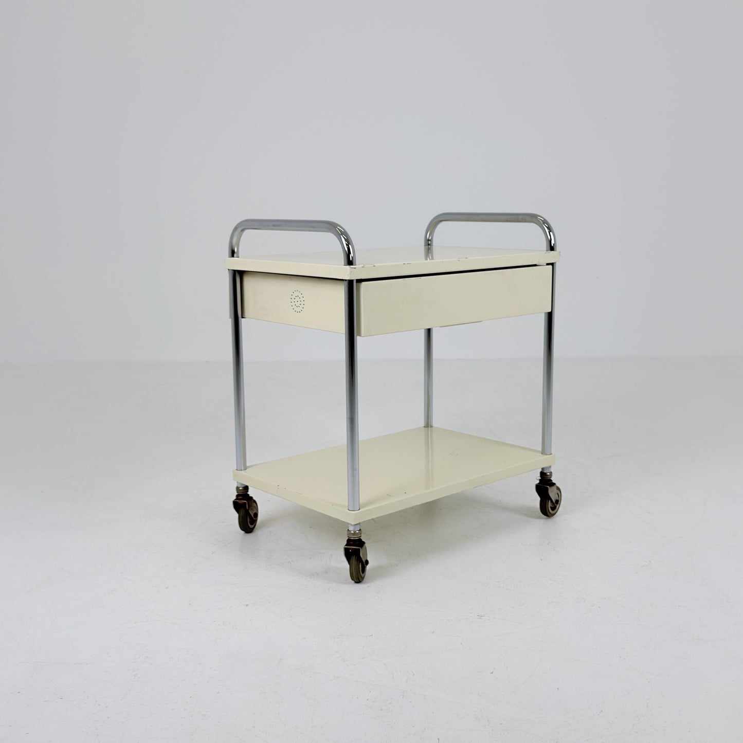 Mid-Century Mauser White Metal Trolley Cart, Germany 1970s – Bauhaus Industrial Design