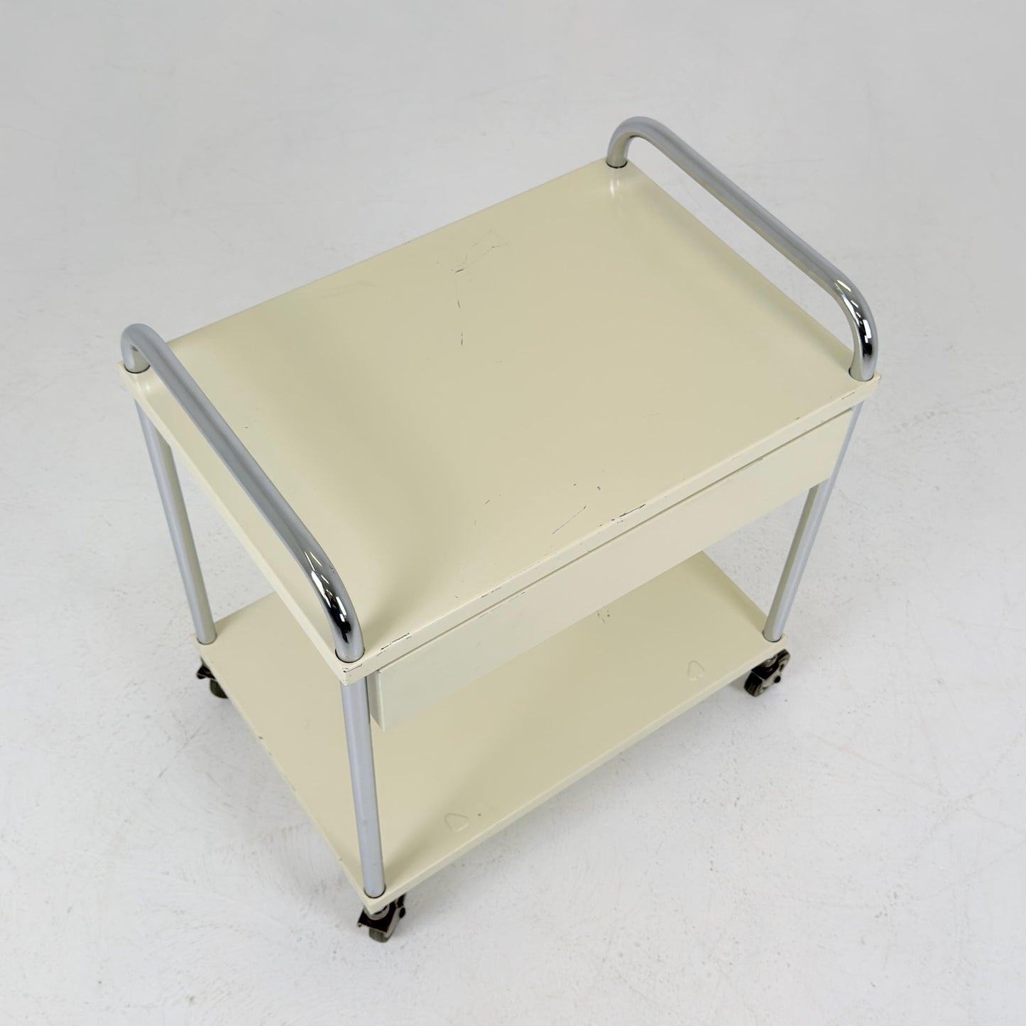Mid-Century Mauser White Metal Trolley Cart, Germany 1970s – Bauhaus Industrial Design