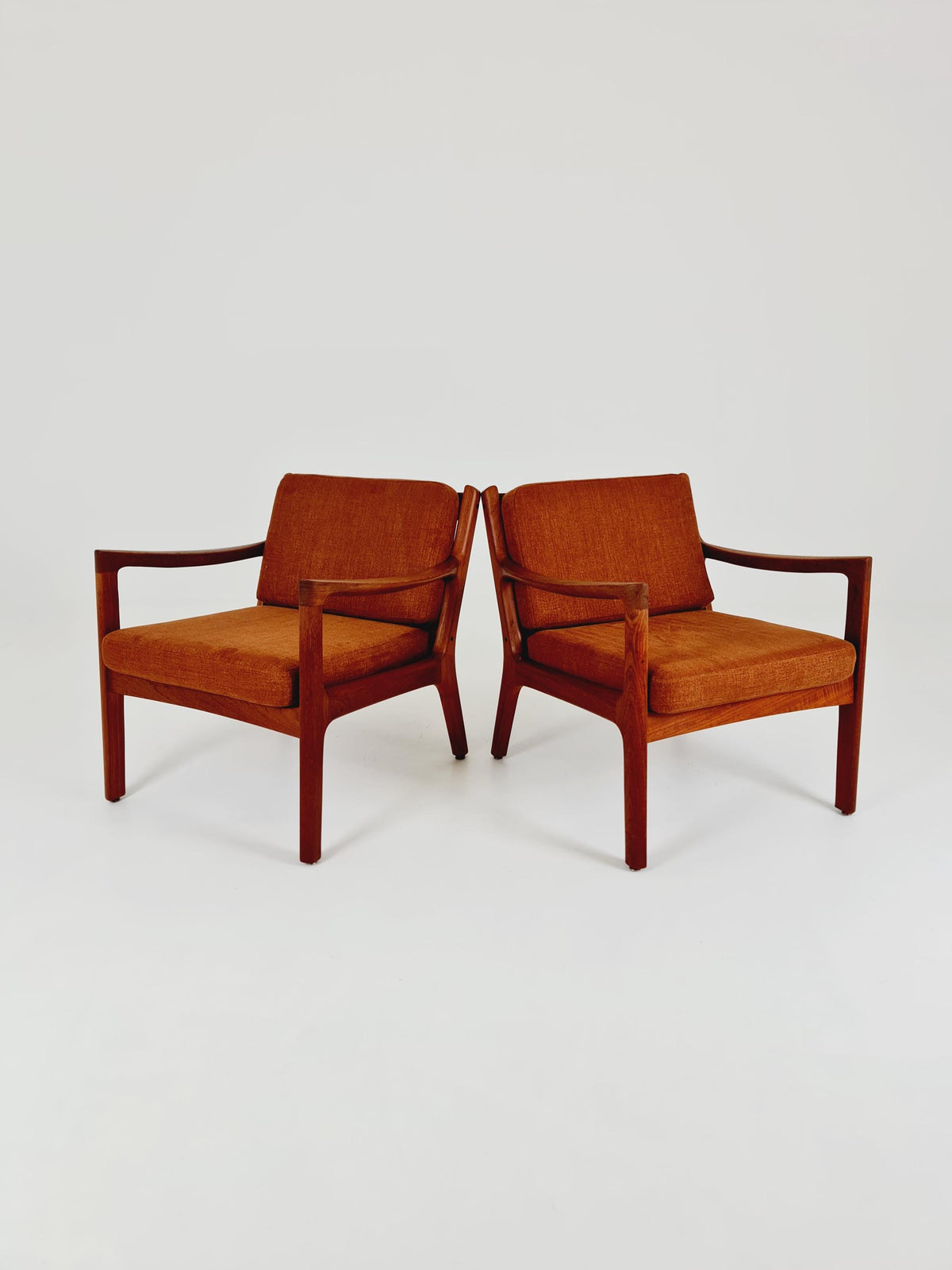 Mid-century Rare Danish teak lounge chair/ Easy chair by Ole Wanscher for France &Son , 1960s Set of 2