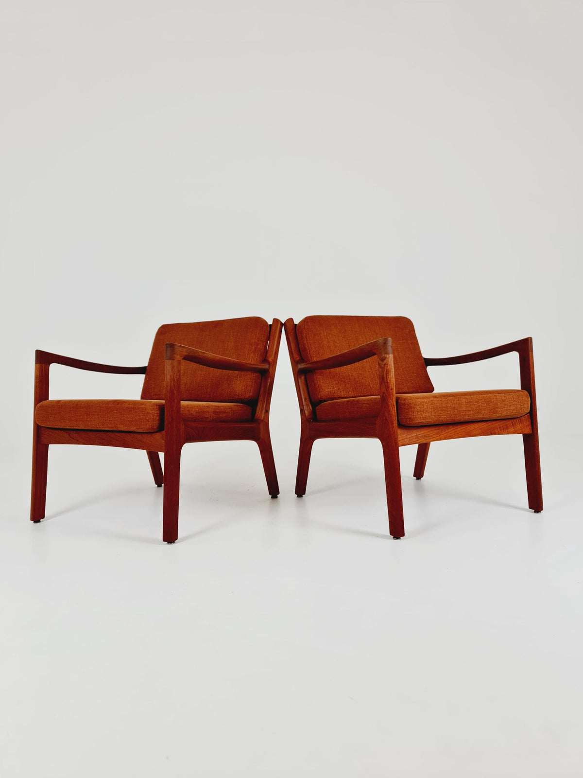 Mid-century Rare Danish teak lounge chair/ Easy chair by Ole Wanscher for France &Son , 1960s Set of 2