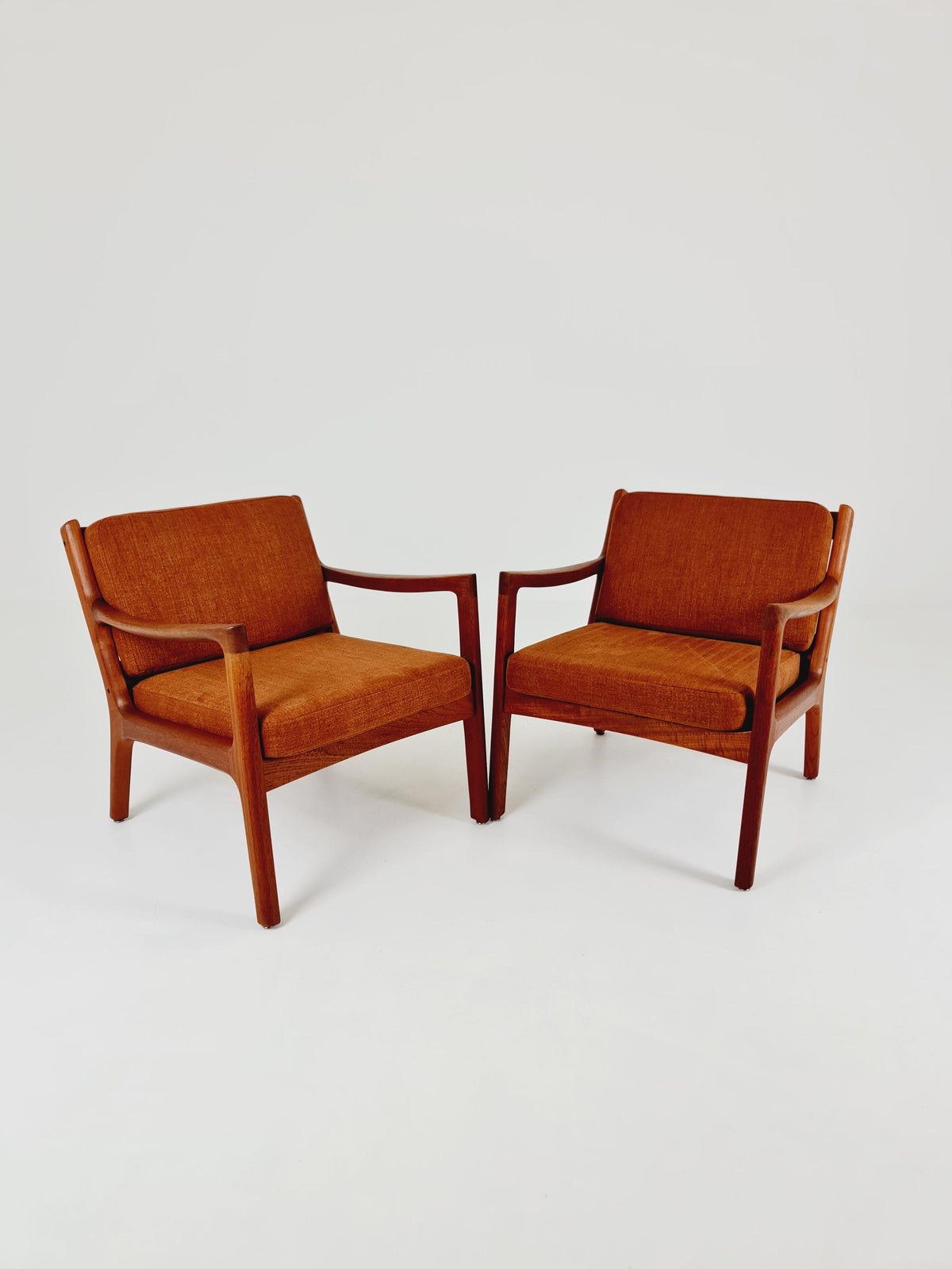 Mid-century Rare Danish teak lounge chair/ Easy chair by Ole Wanscher for France &Son , 1960s Set of 2