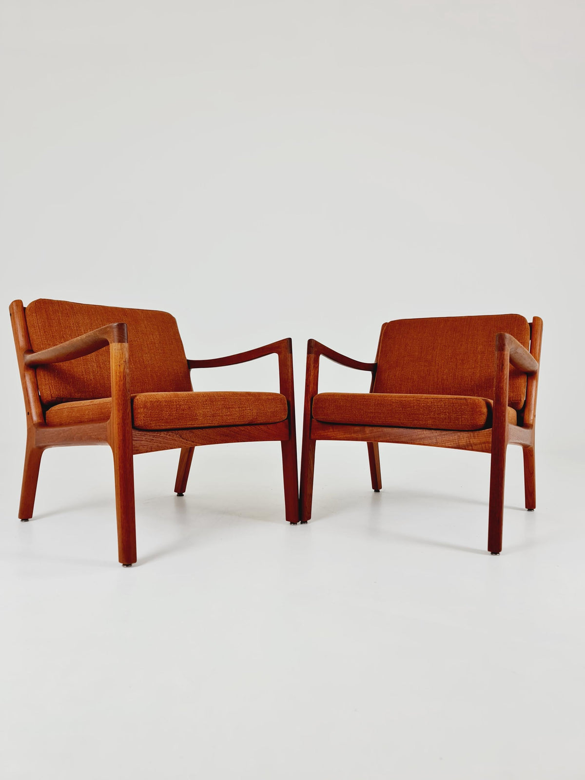 Mid-century Rare Danish teak lounge chair/ Easy chair by Ole Wanscher for France &Son , 1960s Set of 2