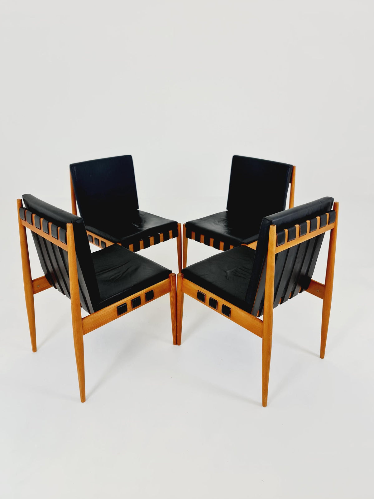 Rare Vintage Danish Ash Wood dining chairs by Egon Eiermann SE 21 , 1960s, set of 4