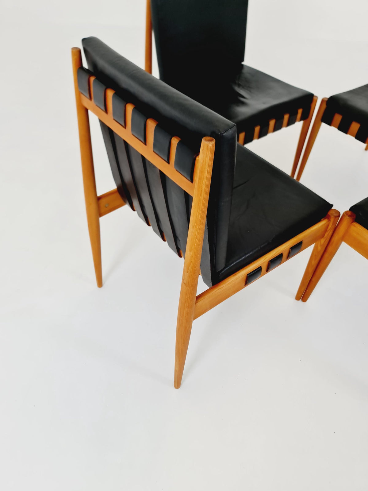 Rare Vintage Danish Ash Wood dining chairs by Egon Eiermann SE 21 , 1960s, set of 4