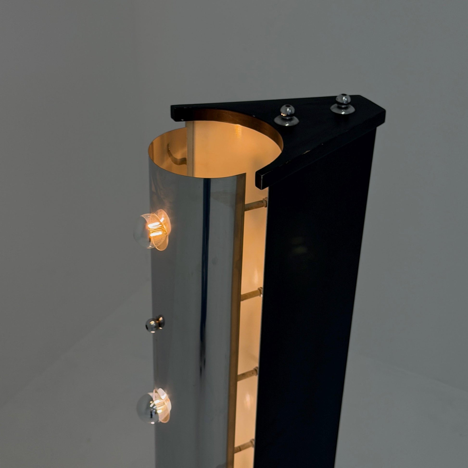 Rare Italian Space Age Floor Lamp, Chrome Sputnik Design, Marble Base, 1980s