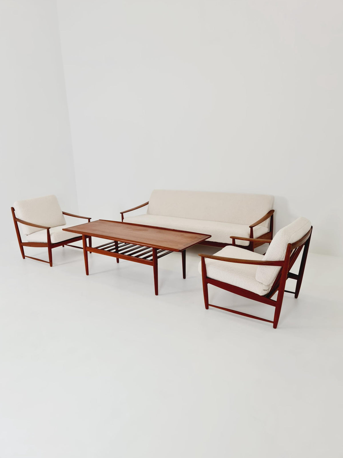 Super Rare Mid century teak easy lounge chairs , Set of 2, 1960s