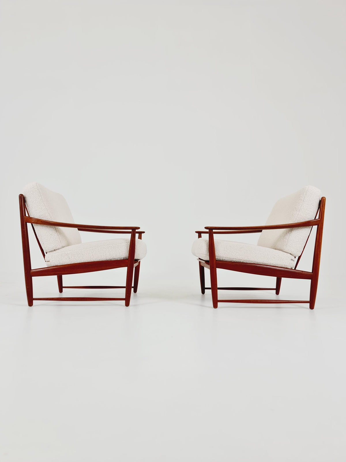 Super Rare Mid century teak easy lounge chairs , Set of 2, 1960s