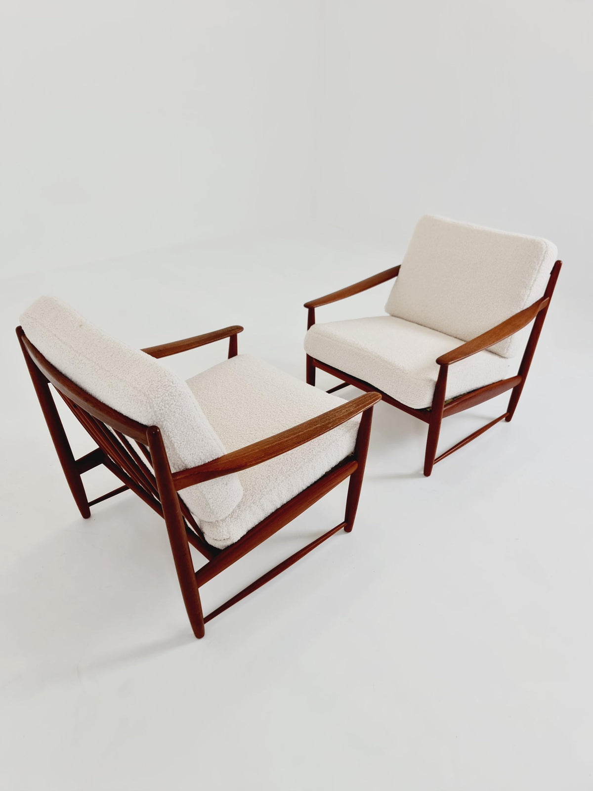 Super Rare Mid century teak easy lounge chairs , Set of 2, 1960s