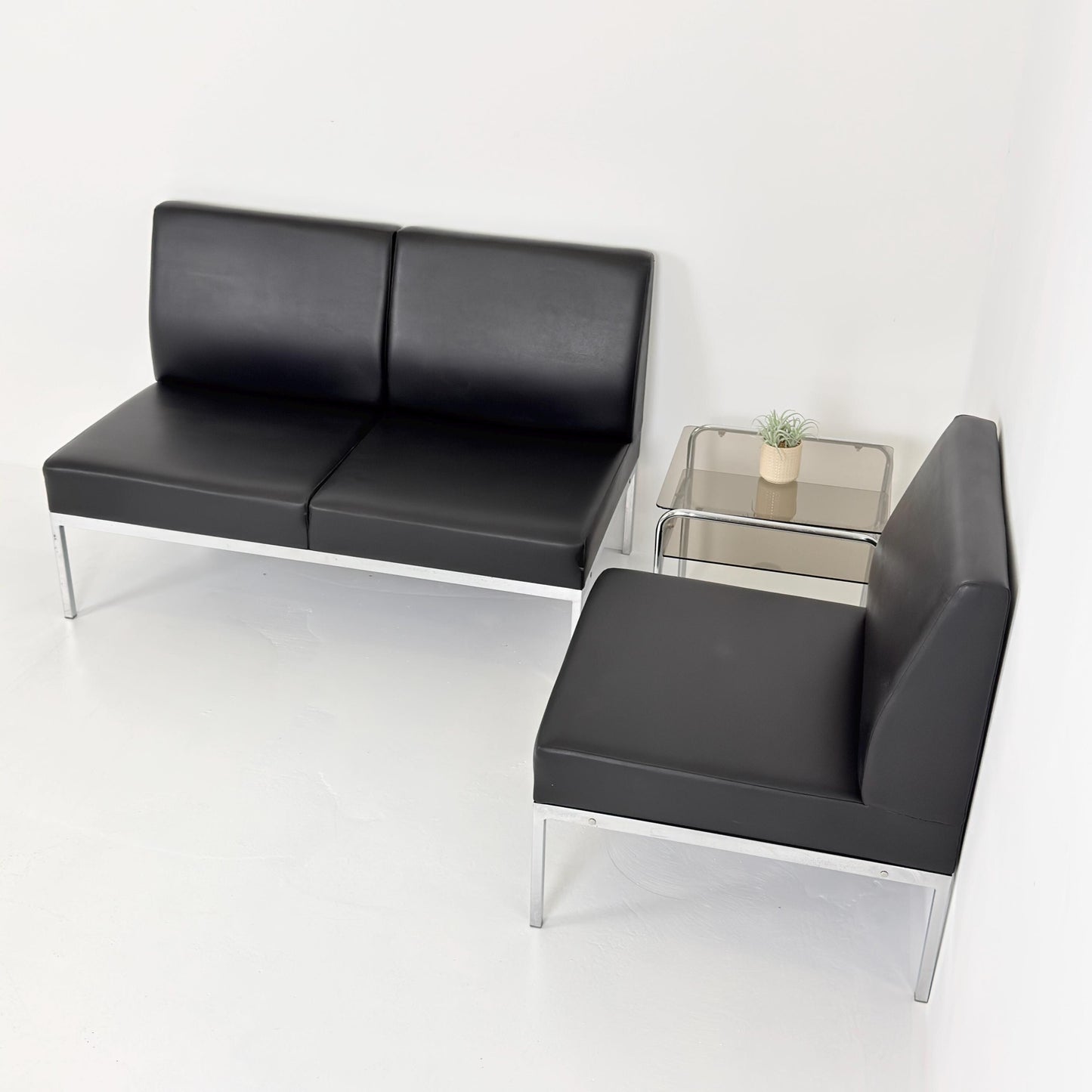 Mid-Century Bauhaus Lounge Chair & 2-Seater Sofa Set by Thonet, Germany 1980s