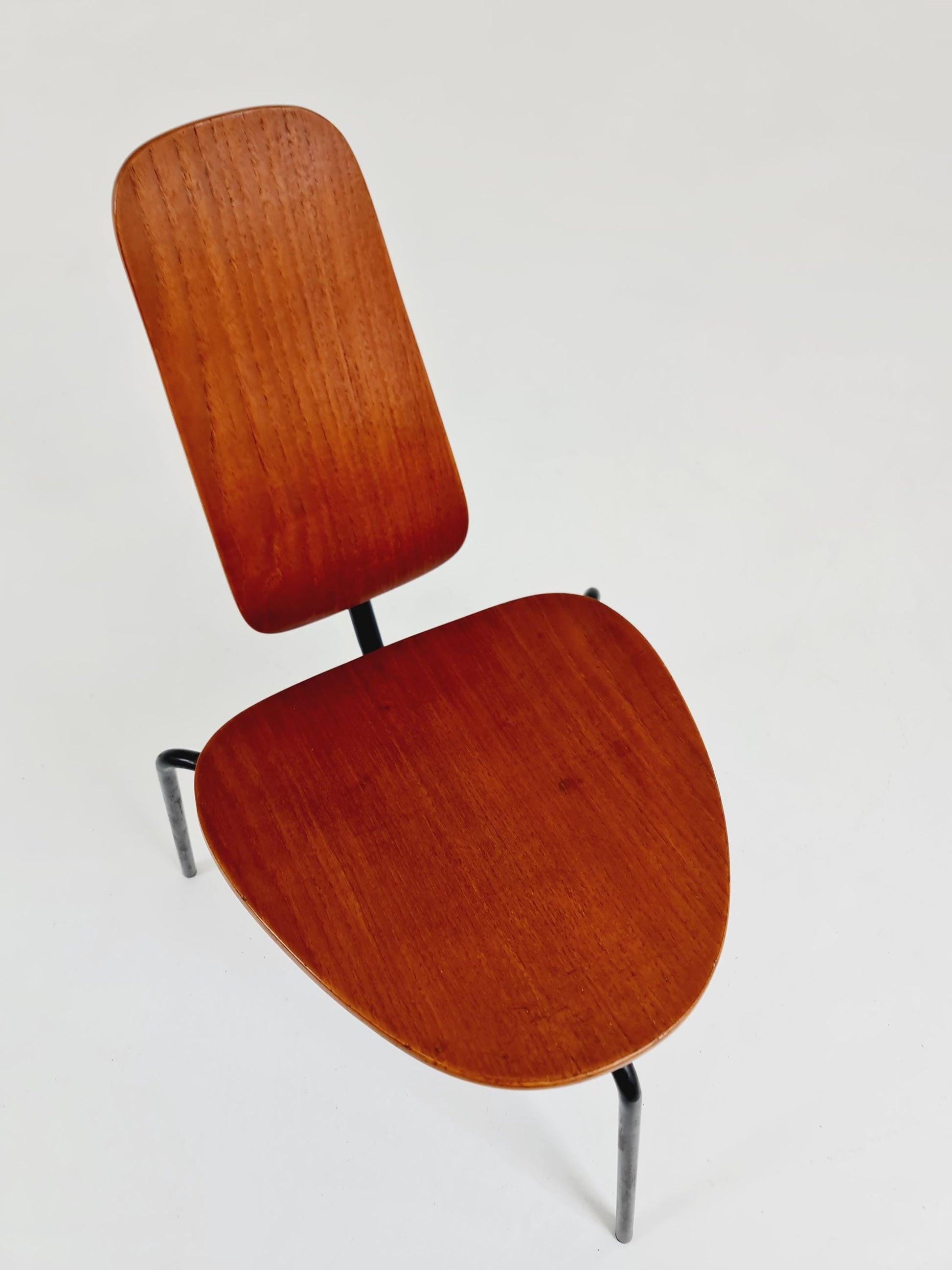 Vintage Mid Century German tripod Chair Teak by Mauser 1960s,